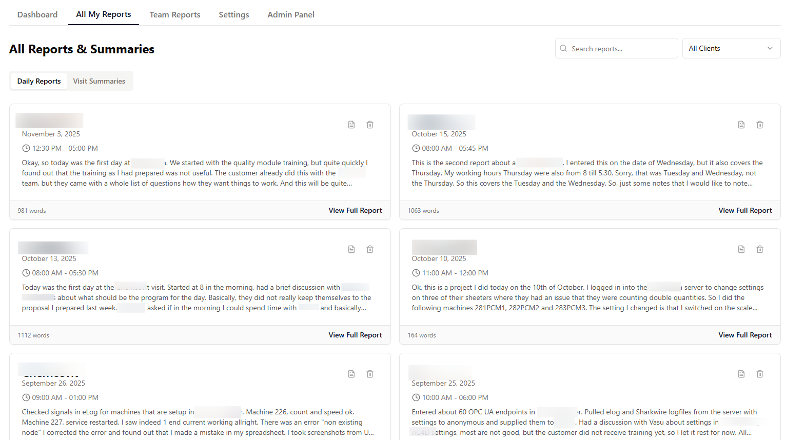Reports Detail View