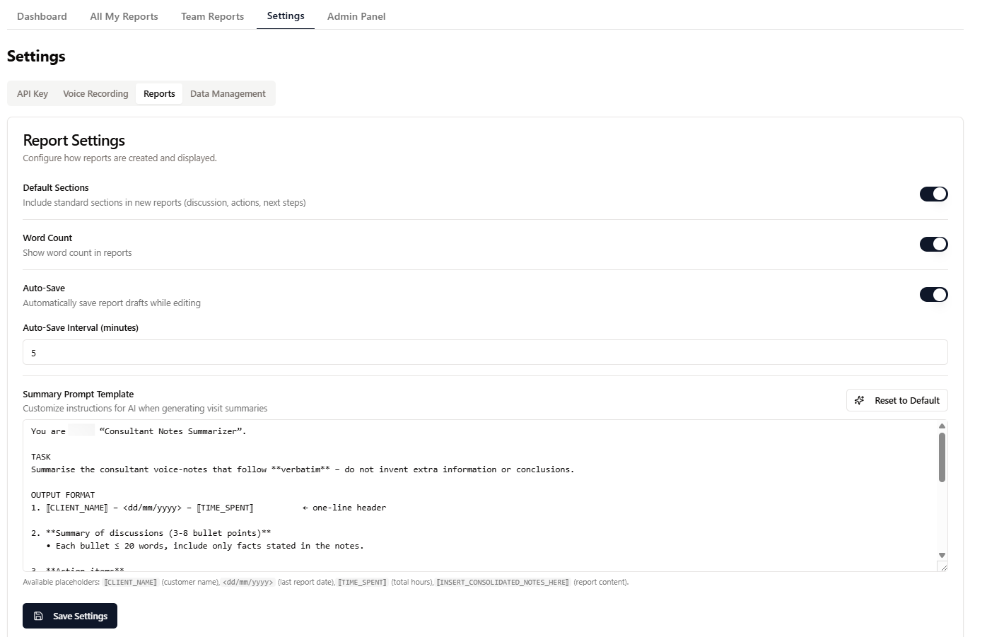 AI Prompt Configuration